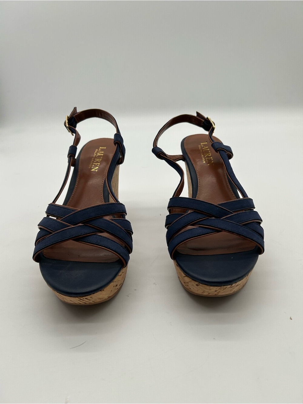 Lauren Ralph Lauren Quaylin Sling Back Strappy Wedge Sandals size 6.5B